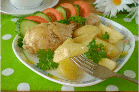 Оригинальный рецепт тушеного картофеля с курицей в мультиварке